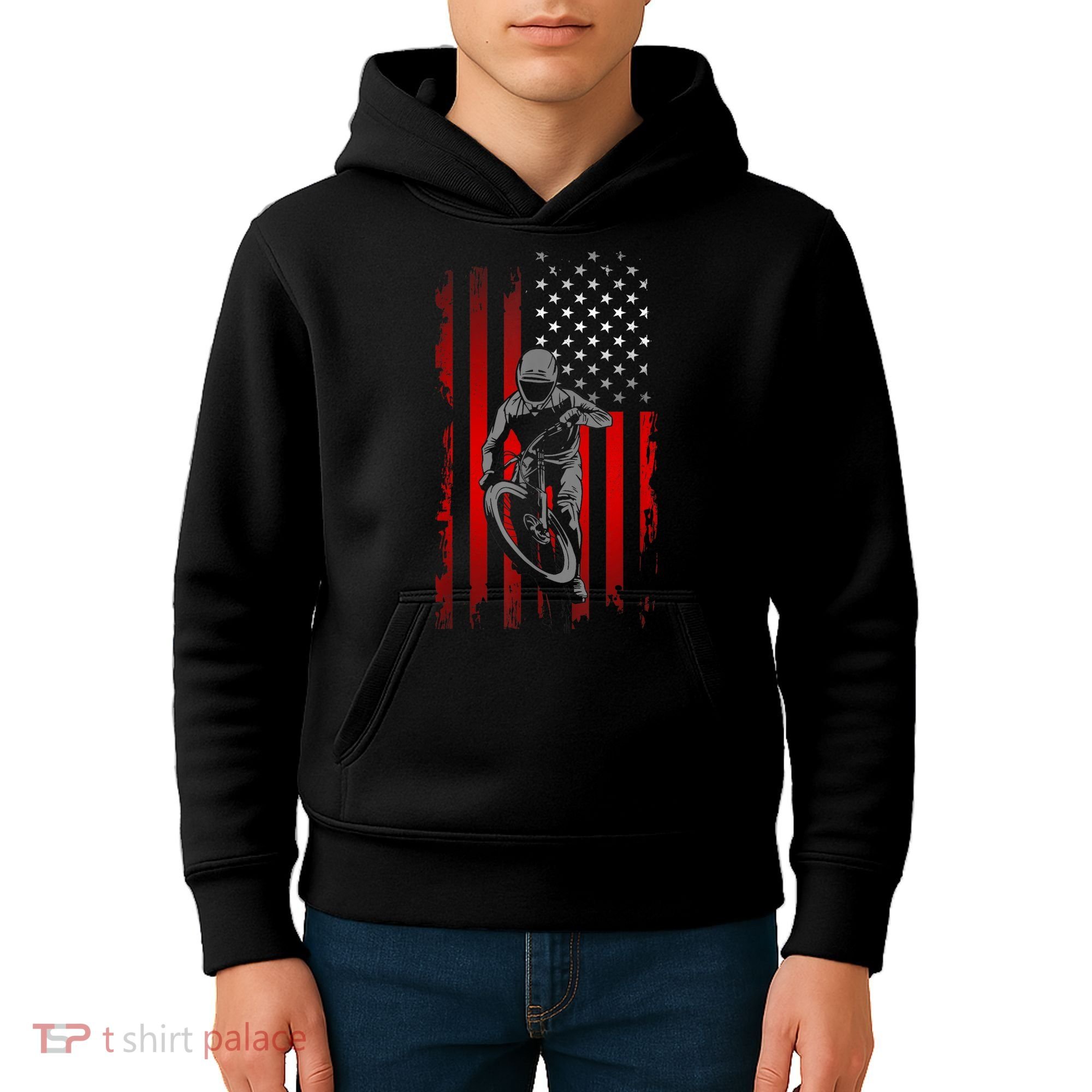 American Flag MTB Mountain Bike Kids Hoodie