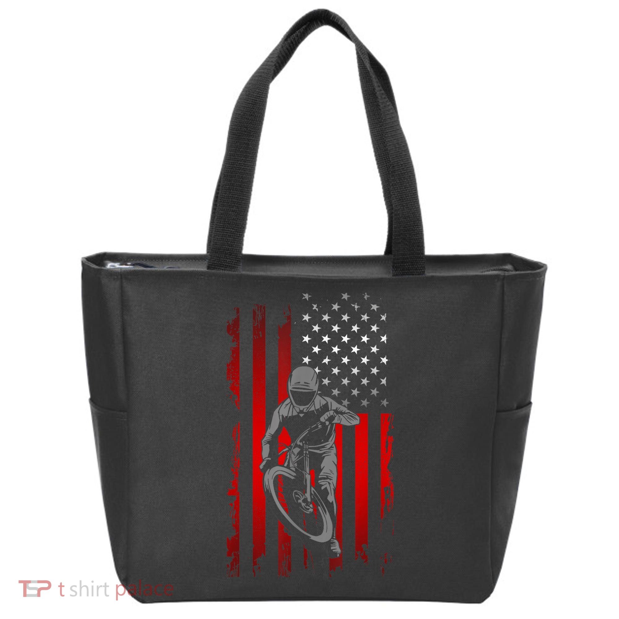 American Flag MTB Mountain Bike Tote Bag