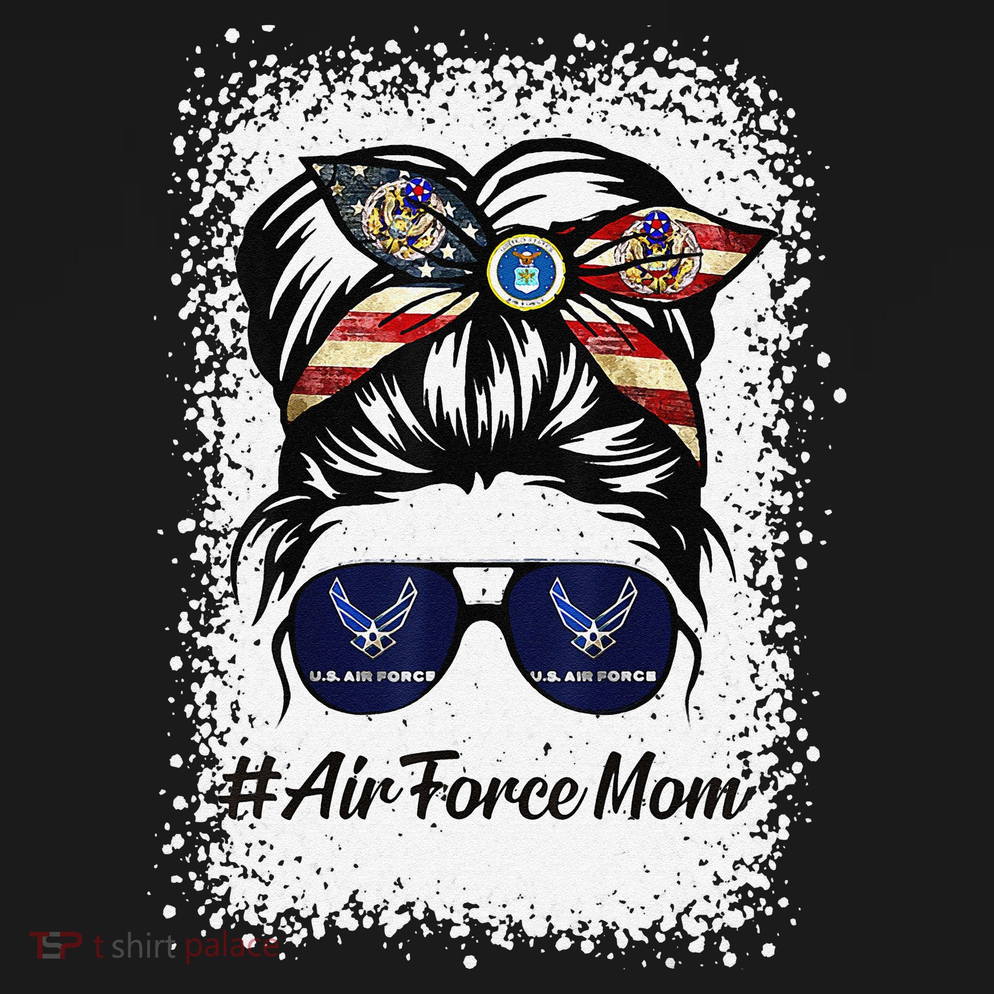 Air Force Mom Messy Bun Sunglasses Military Mom Mother's Day Cute Women's Tank Top