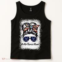 Air Force Mom Messy Bun Sunglasses Military Mom Mother's Day Cute Tank Top thumb 2