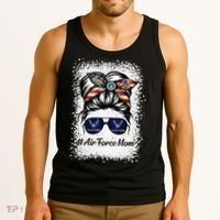 Air Force Mom Messy Bun Sunglasses Military Mom Mother's Day Cute Tank Top thumb 3
