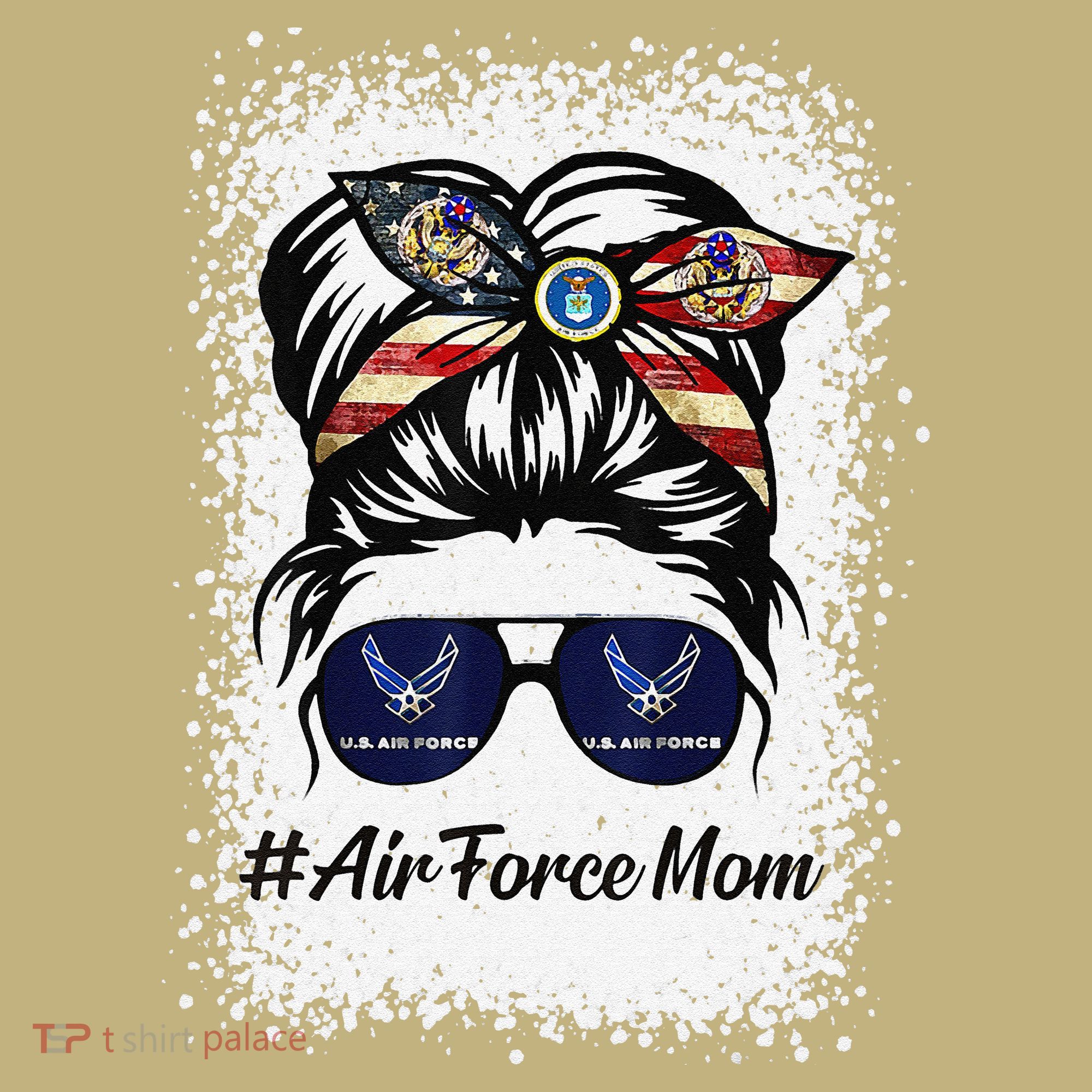 Air Force Mom Messy Bun Sunglasses Military Mom Mother's Day Cute Hoodie