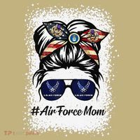 Air Force Mom Messy Bun Sunglasses Military Mom Mother's Day Cute T-Shirt thumb 7