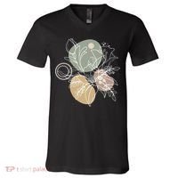 Abstract Floral Modern Botanical V-Neck T-Shirt thumb 0