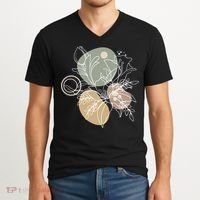 Abstract Floral Modern Botanical V-Neck T-Shirt thumb 2