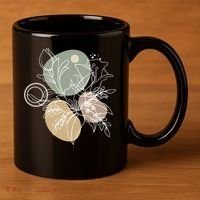 Abstract Floral Modern Botanical 11oz C Handle Ceramic Mug thumb 3