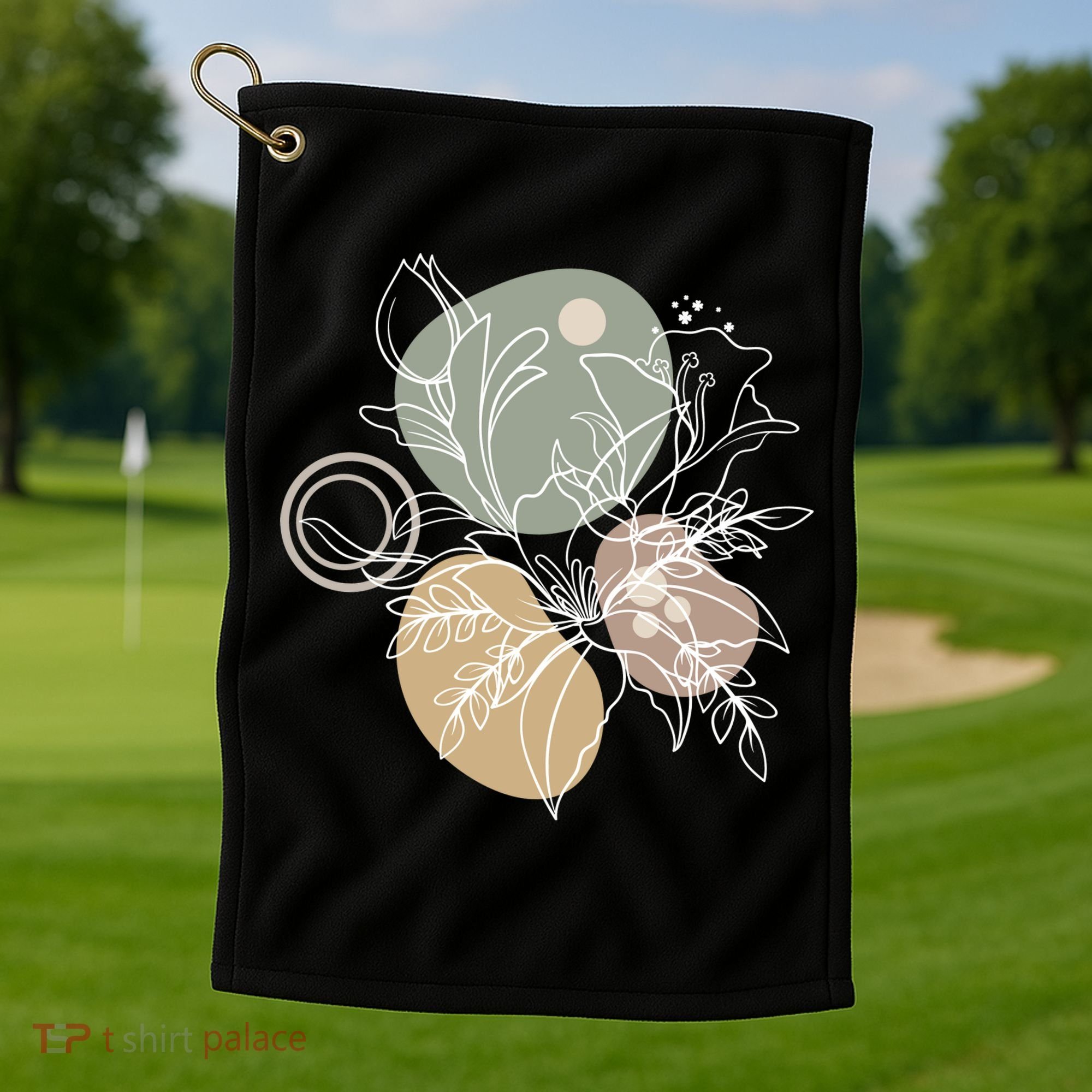 Abstract Floral Modern Botanical Golf Towel