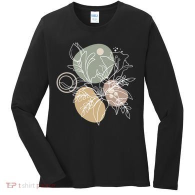 Abstract Floral Modern Botanical Women's Long Sleeve Shirt