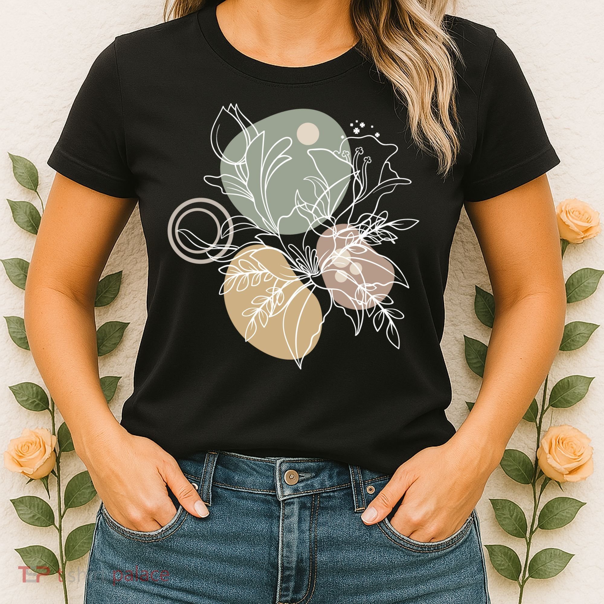 Abstract Floral Modern Botanical Women's T-Shirt