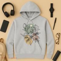 Abstract Floral Modern Botanical Hoodie thumb 3