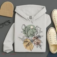 Abstract Floral Modern Botanical Hoodie thumb 4
