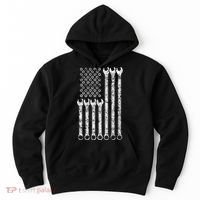 American Flag Mechanic Wrench Gift Mens Womens Hoodie thumb 0