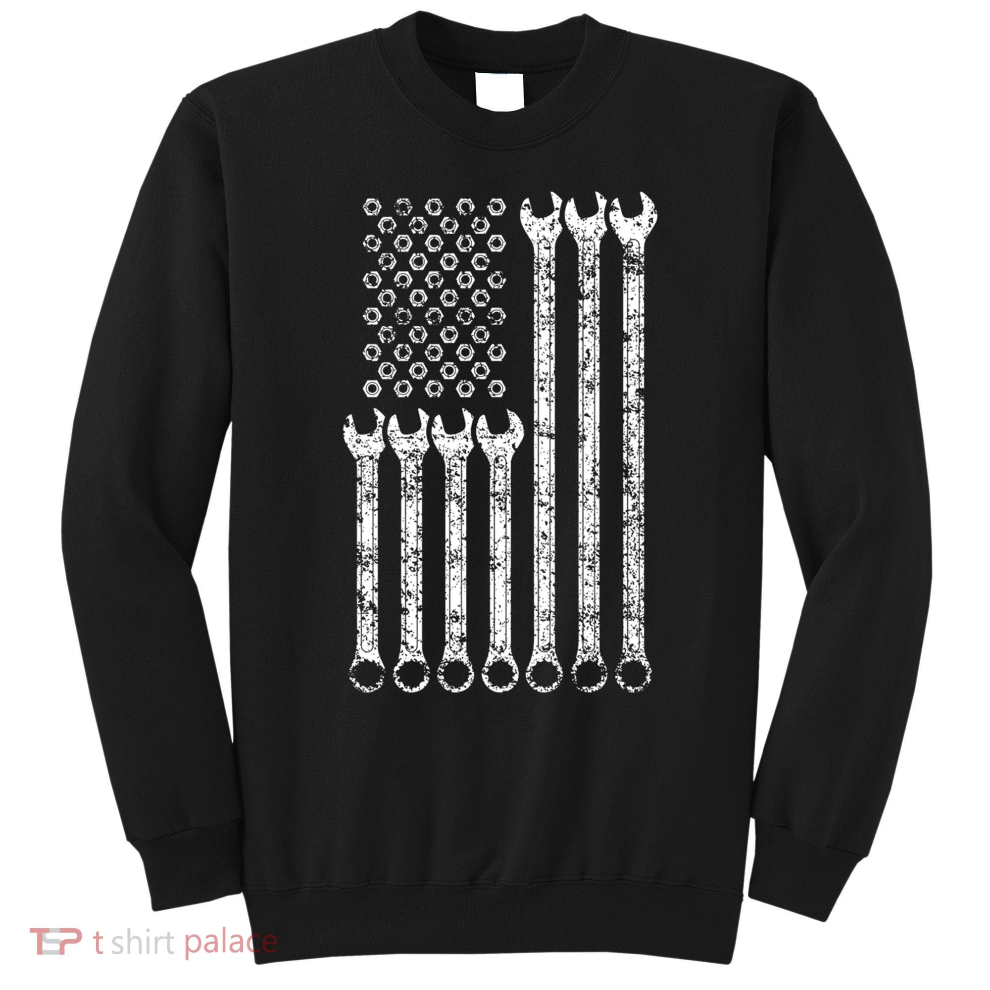 American Flag Mechanic Wrench Gift Mens Womens Sweatshirt