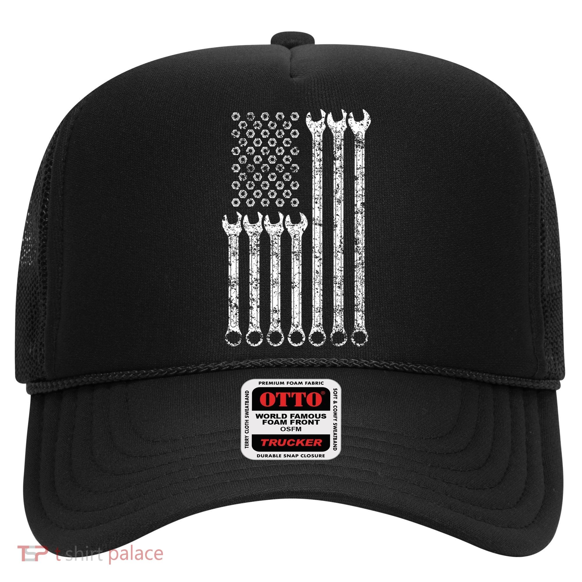 American Flag Mechanic Wrench Gift Mens Womens Hat