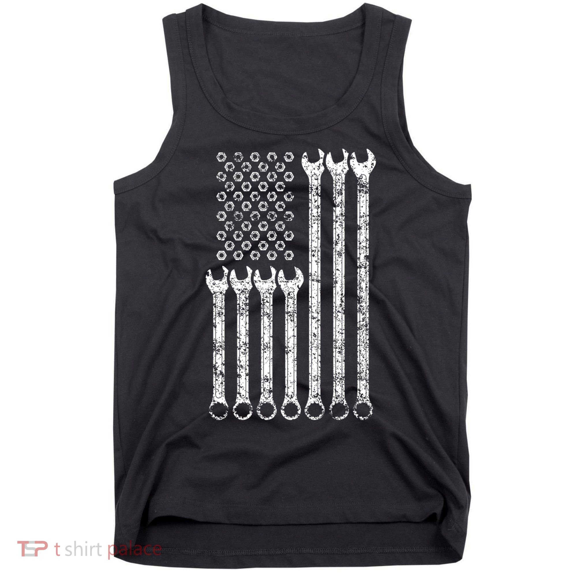 American Flag Mechanic Wrench Gift Mens Womens Tank Top