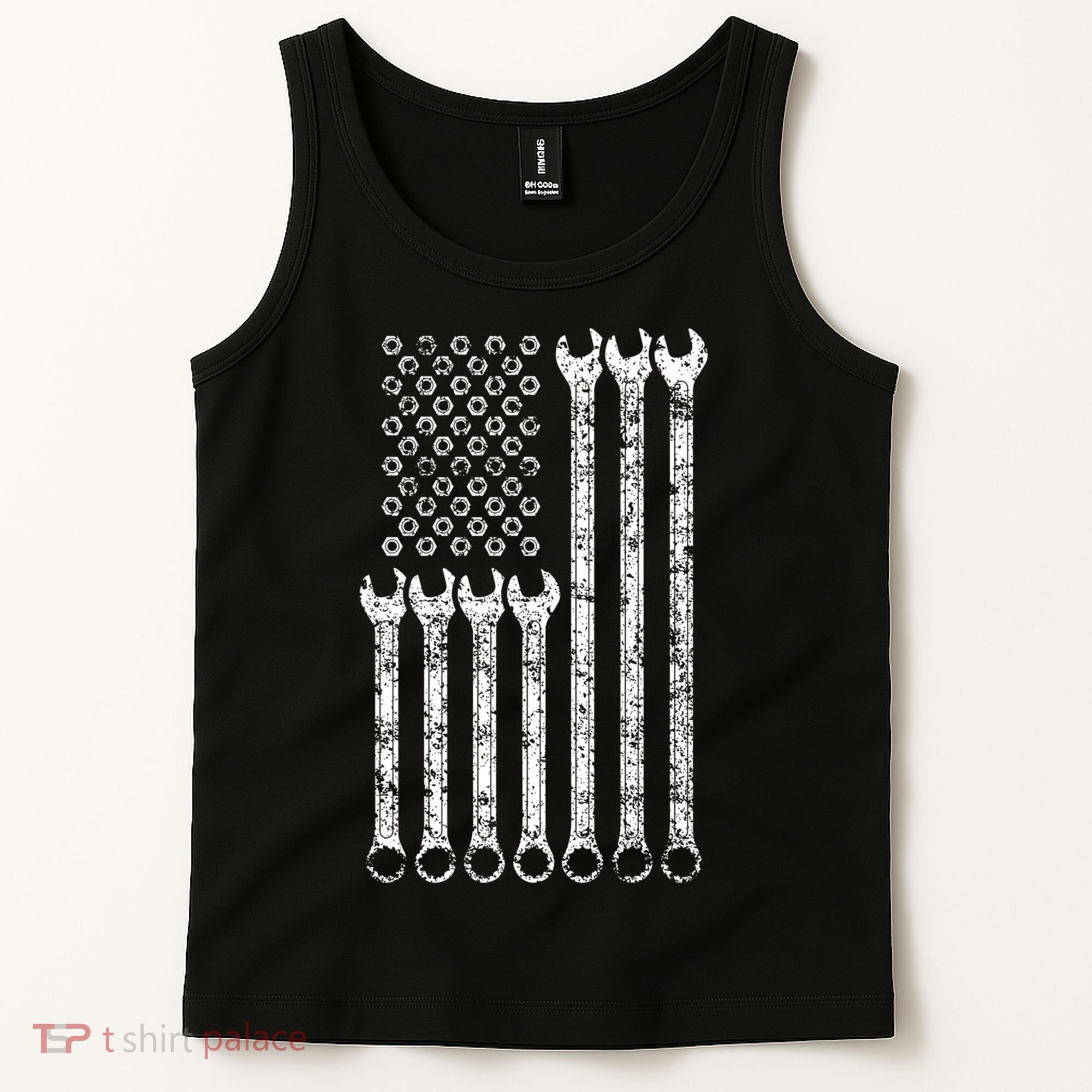 American Flag Mechanic Wrench Gift Mens Womens Tank Top
