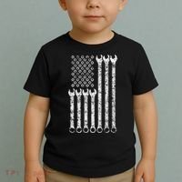 American Flag Mechanic Wrench Gift Mens Womens Toddler T-Shirt thumb 2