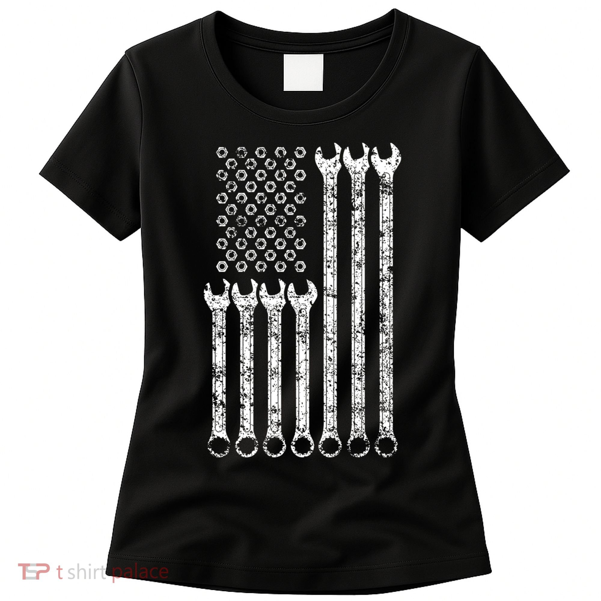 American Flag Mechanic Wrench Gift Mens Womens Women's T-Shirt