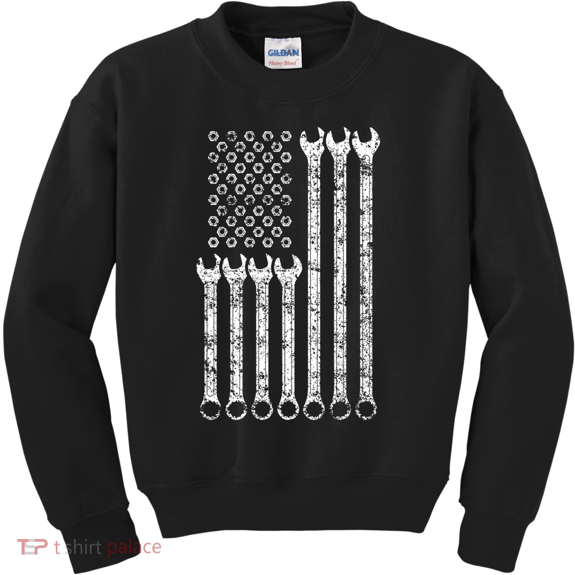 American Flag Mechanic Wrench Gift Mens Womens Kids Sweatshirt