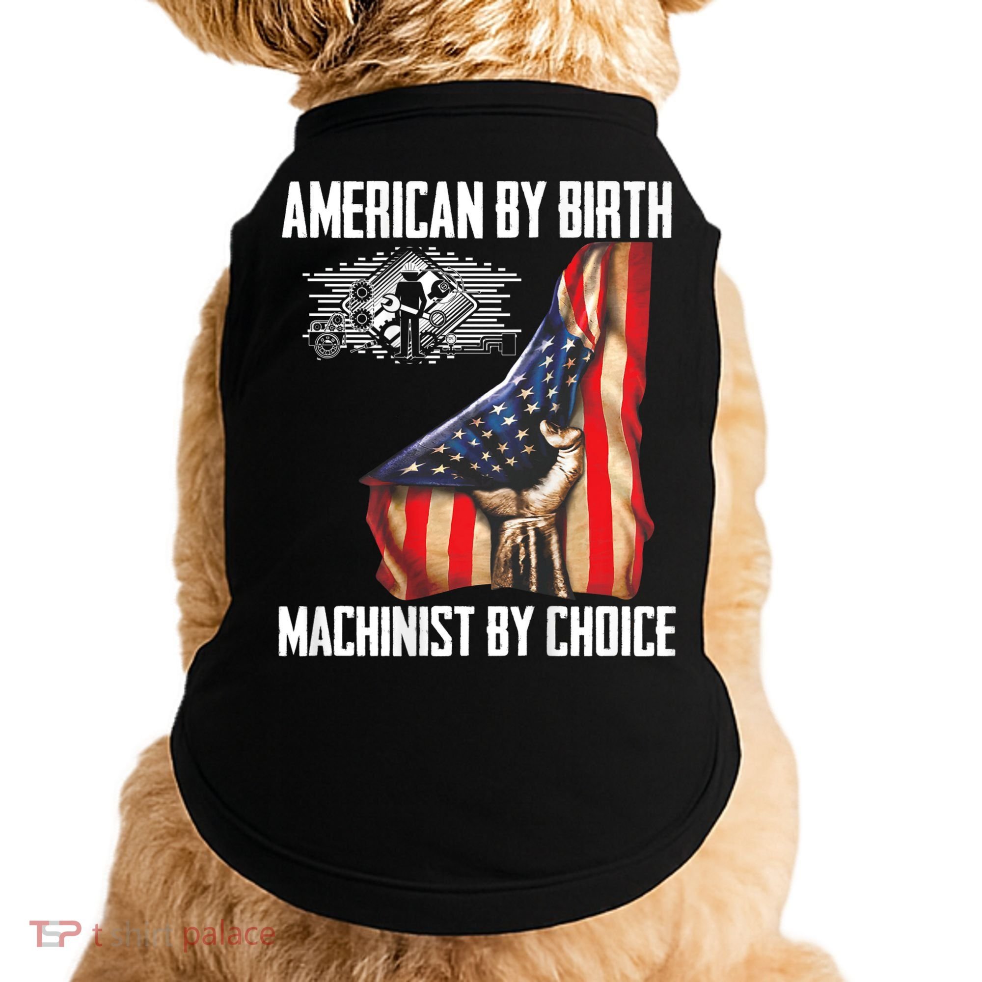 American Flag Machinist By Choice Funny For Machinist Doggie Tank
