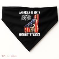 American Flag Machinist By Choice Funny For Machinist USA-Made Doggie Bandana thumb 0