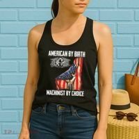 American Flag Machinist By Choice Funny For Machinist Women's Tank Top thumb 2