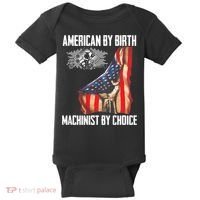 American Flag Machinist By Choice Funny For Machinist Baby Bodysuit thumb 0