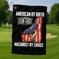 American Flag Machinist By Choice Funny For Machinist Golf Towel thumb 1