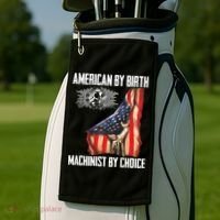 American Flag Machinist By Choice Funny For Machinist Golf Towel thumb 2