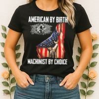 American Flag Machinist By Choice Funny For Machinist Women's T-Shirt thumb 2