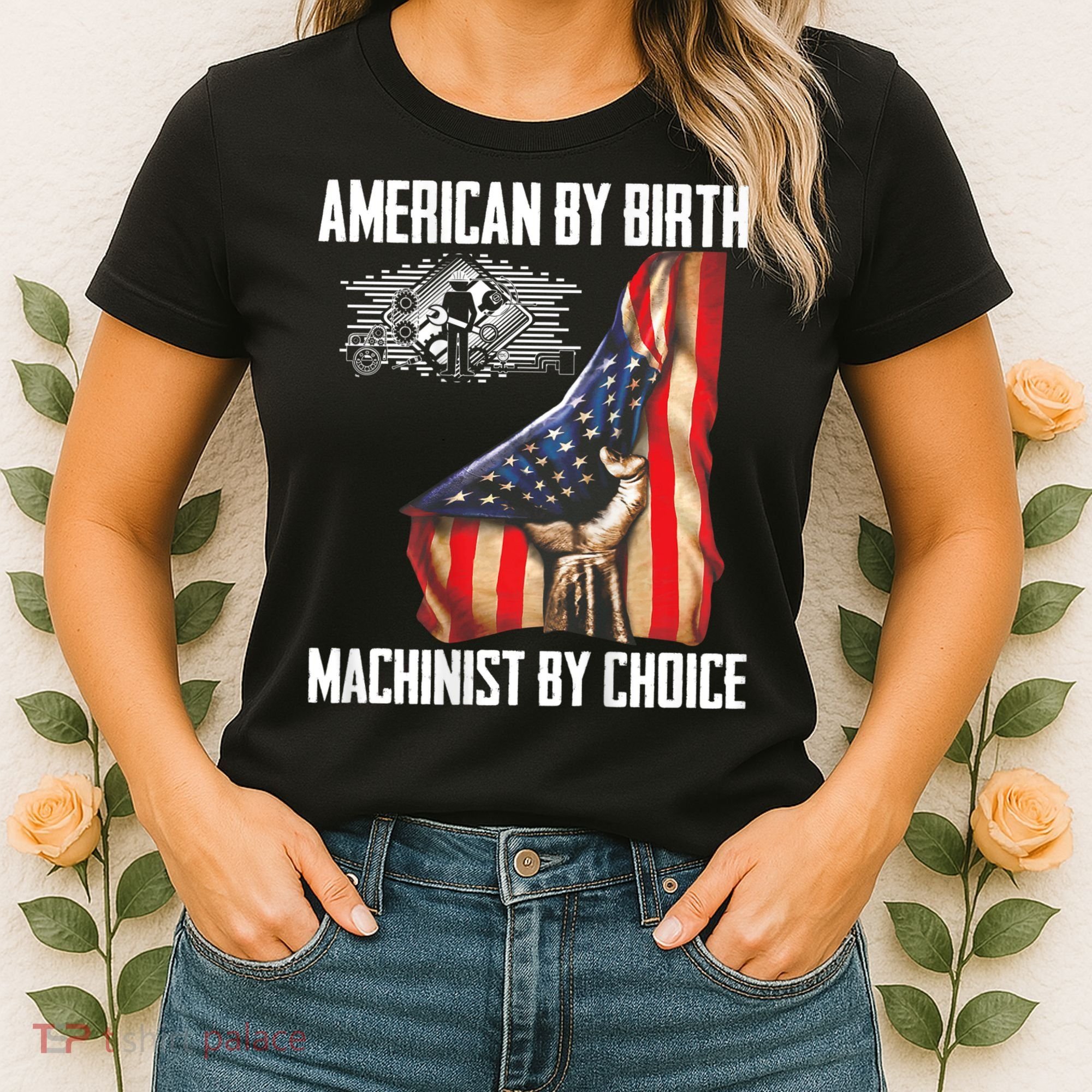 American Flag Machinist By Choice Funny For Machinist Women's T-Shirt