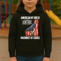 American Flag Machinist By Choice Funny For Machinist Kids Hoodie thumb 3
