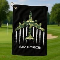Air force Military pilot Fighter jet Camouflage American Pj Golf Towel thumb 1
