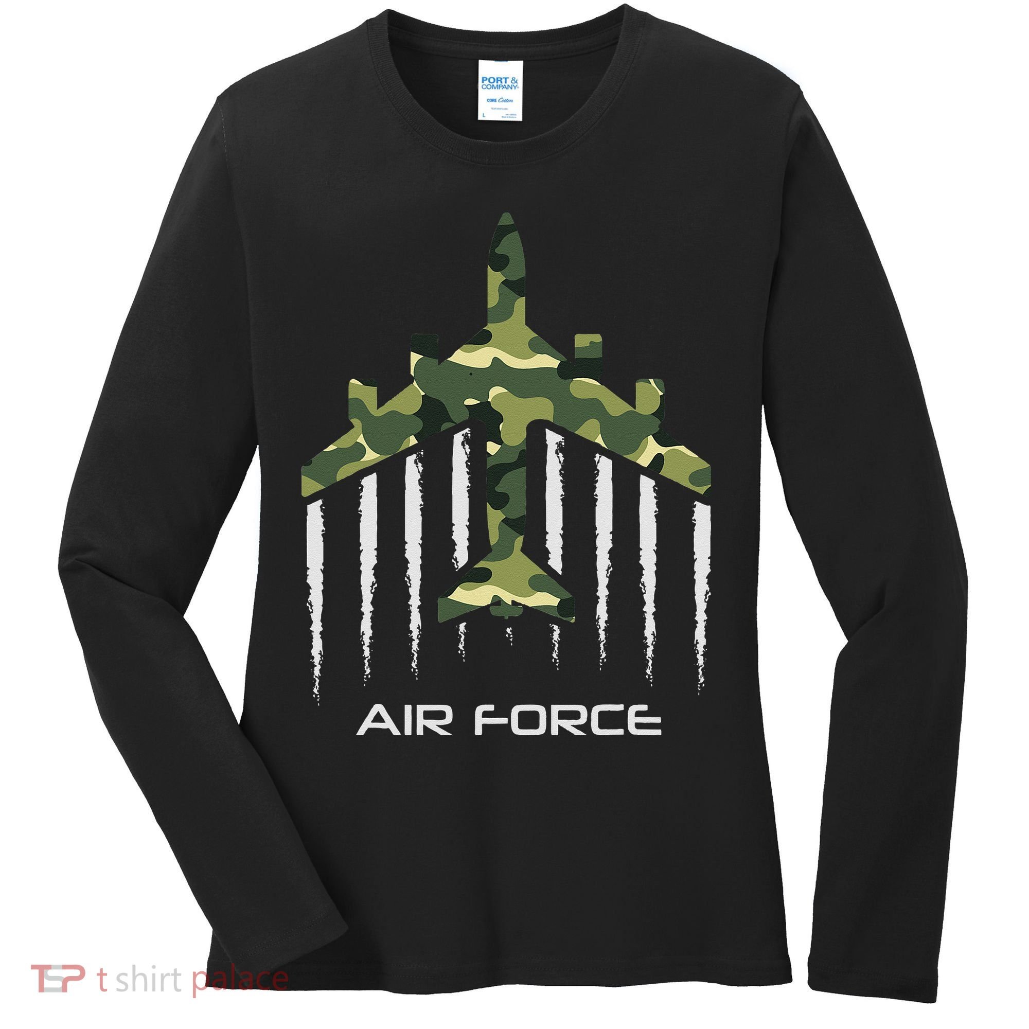 Air force Military pilot Fighter jet Camouflage American Pj Women's Long Sleeve Shirt