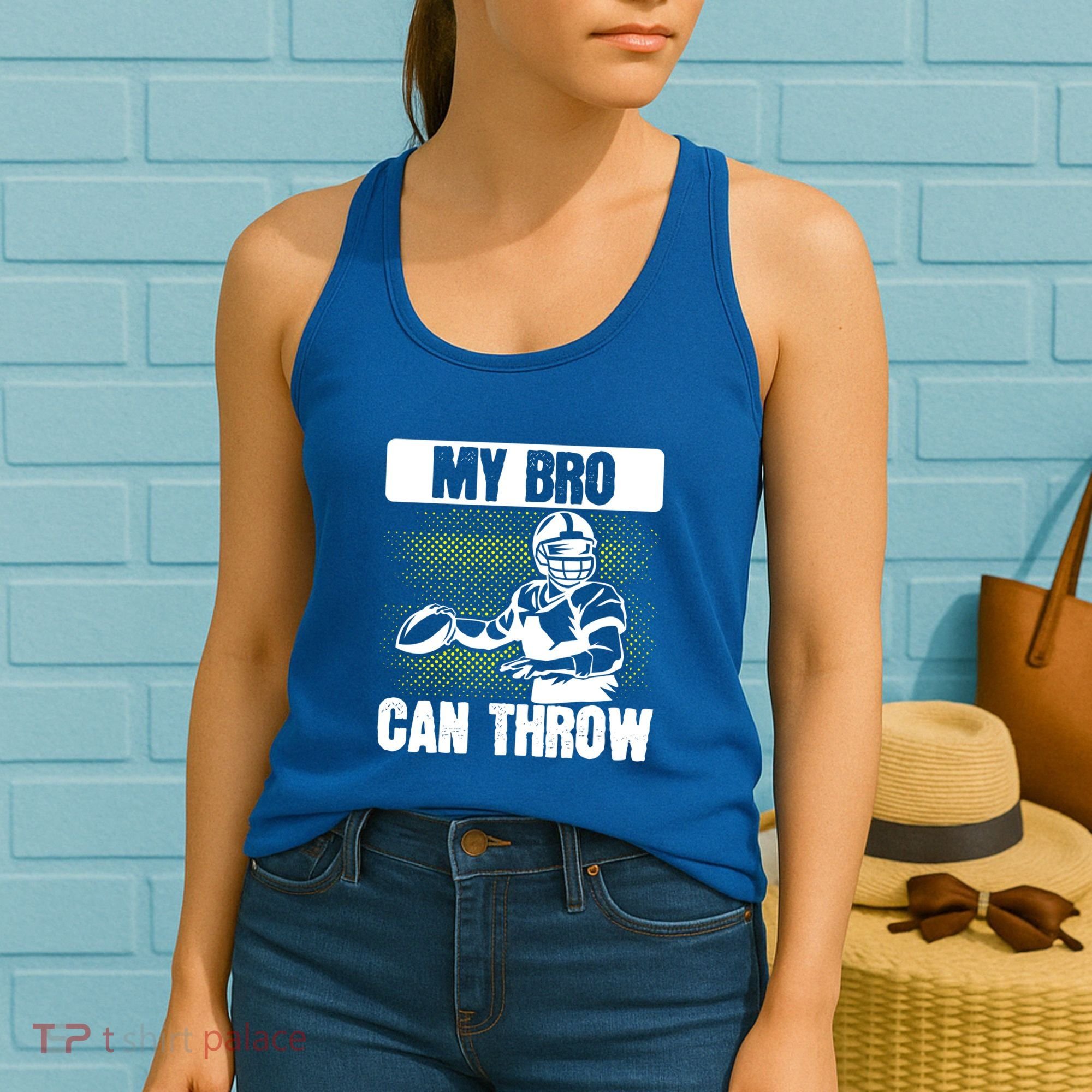 American Football My Bro Can Throw Quarterback Gift Women's Tank Top