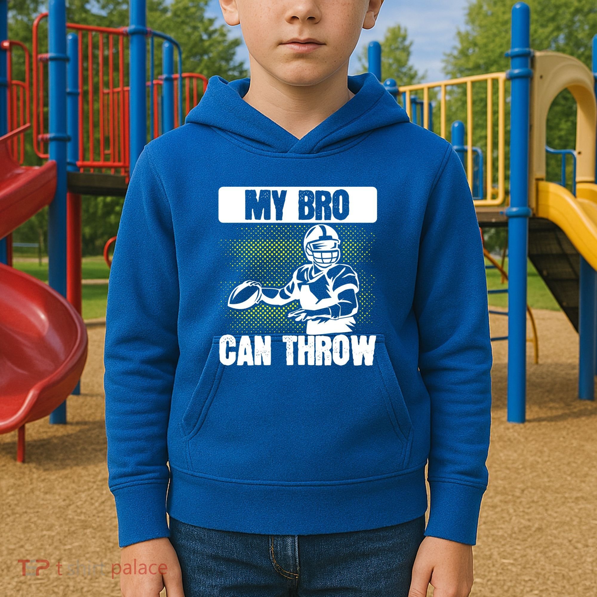 American Football My Bro Can Throw Quarterback Gift Kids Hoodie