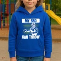 American Football My Bro Can Throw Quarterback Gift Kids Hoodie thumb 3