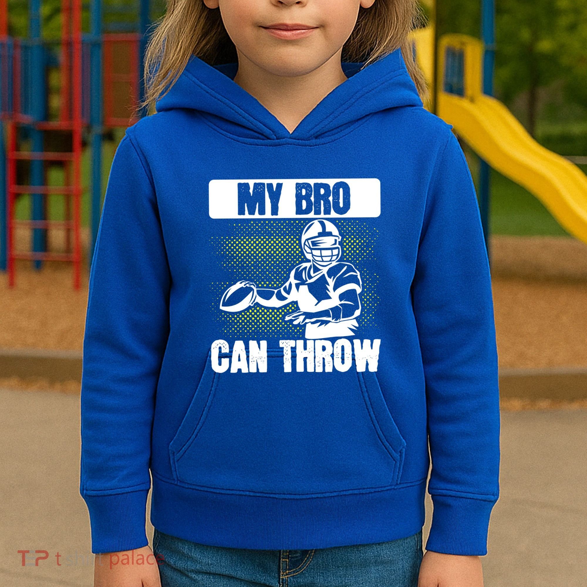 American Football My Bro Can Throw Quarterback Gift Kids Hoodie