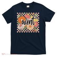 Aunt Floral Mother'S Day Wildflower Girl Checkered T-Shirt thumb 0