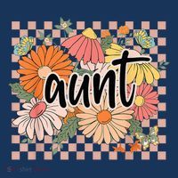 Aunt Floral Mother'S Day Wildflower Girl Checkered T-Shirt thumb 7