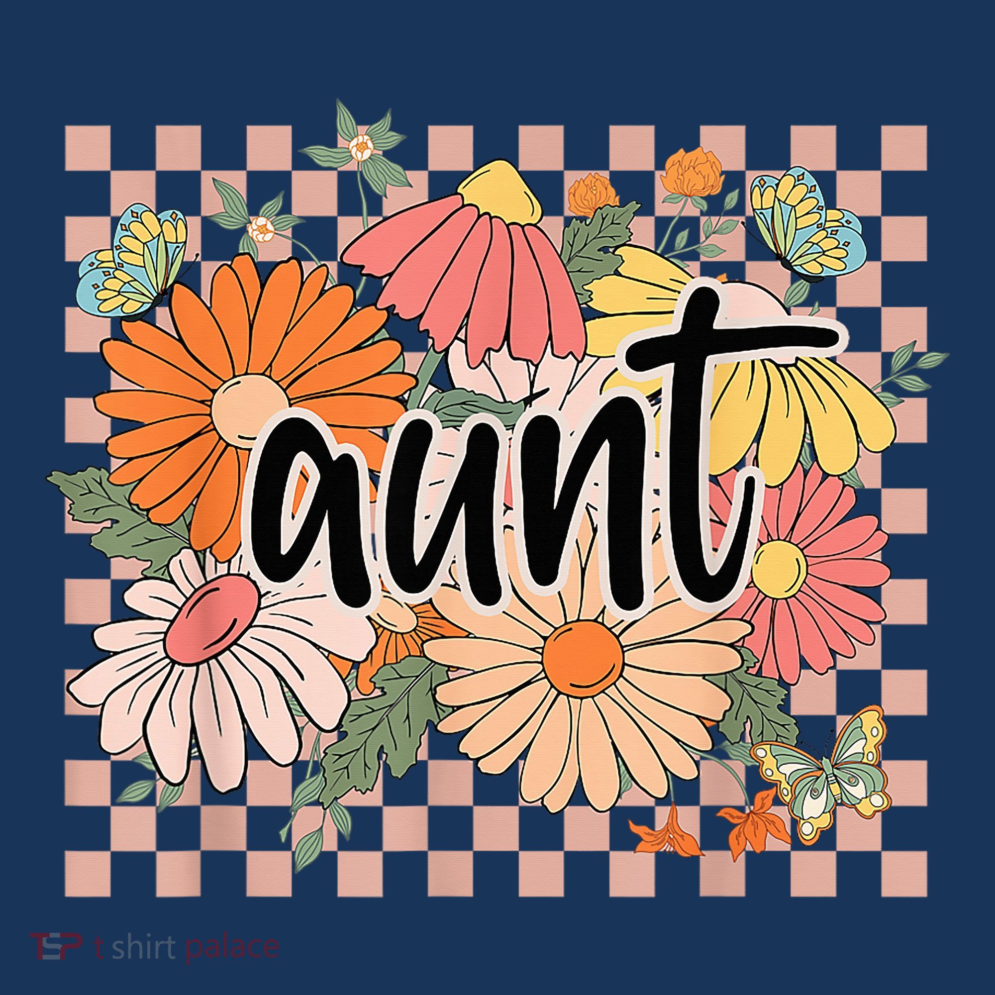 Aunt Floral Mother'S Day Wildflower Girl Checkered Women's Tank Top