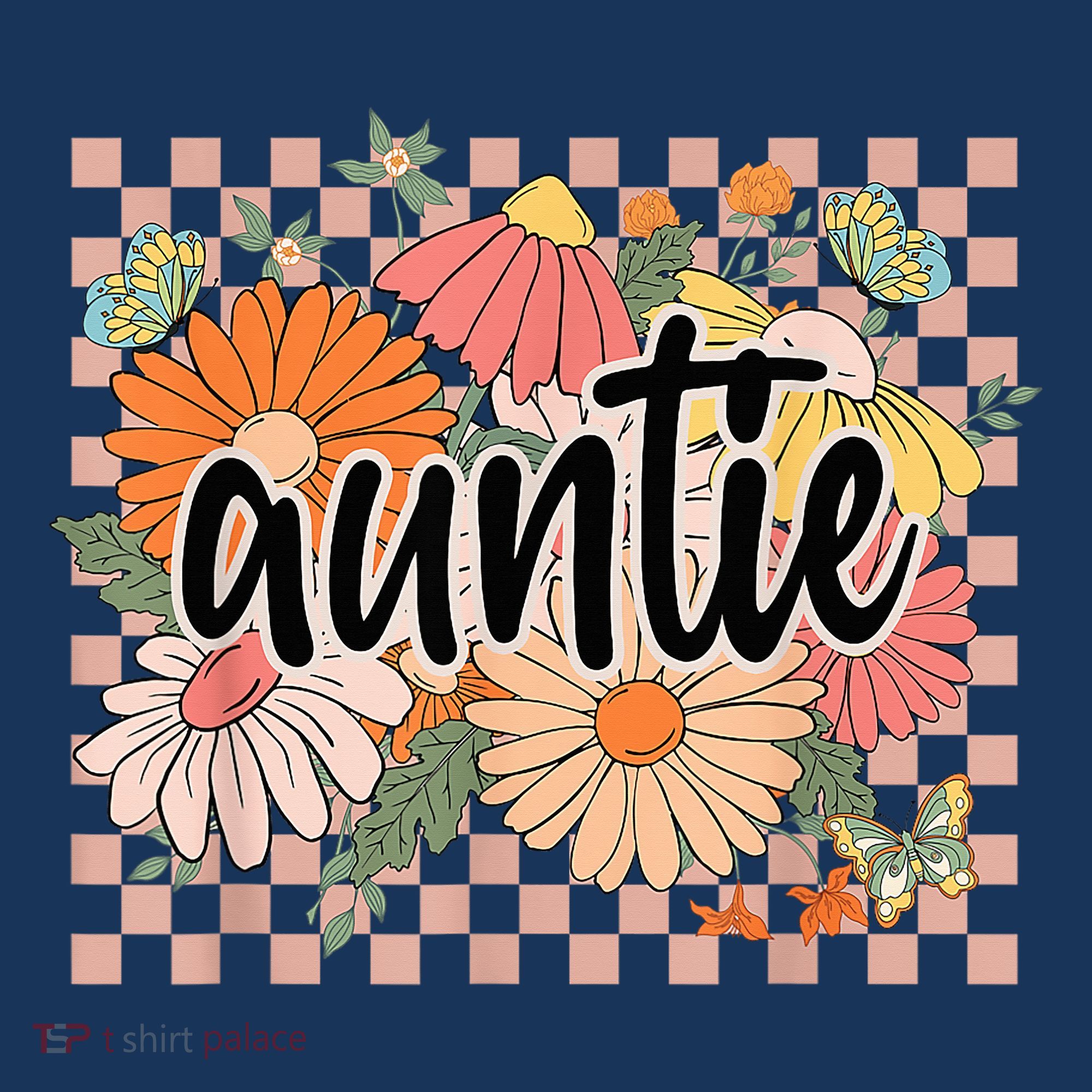 Auntie Floral Mother'S Day Wildflower Girl Checkered Women's Tank Top
