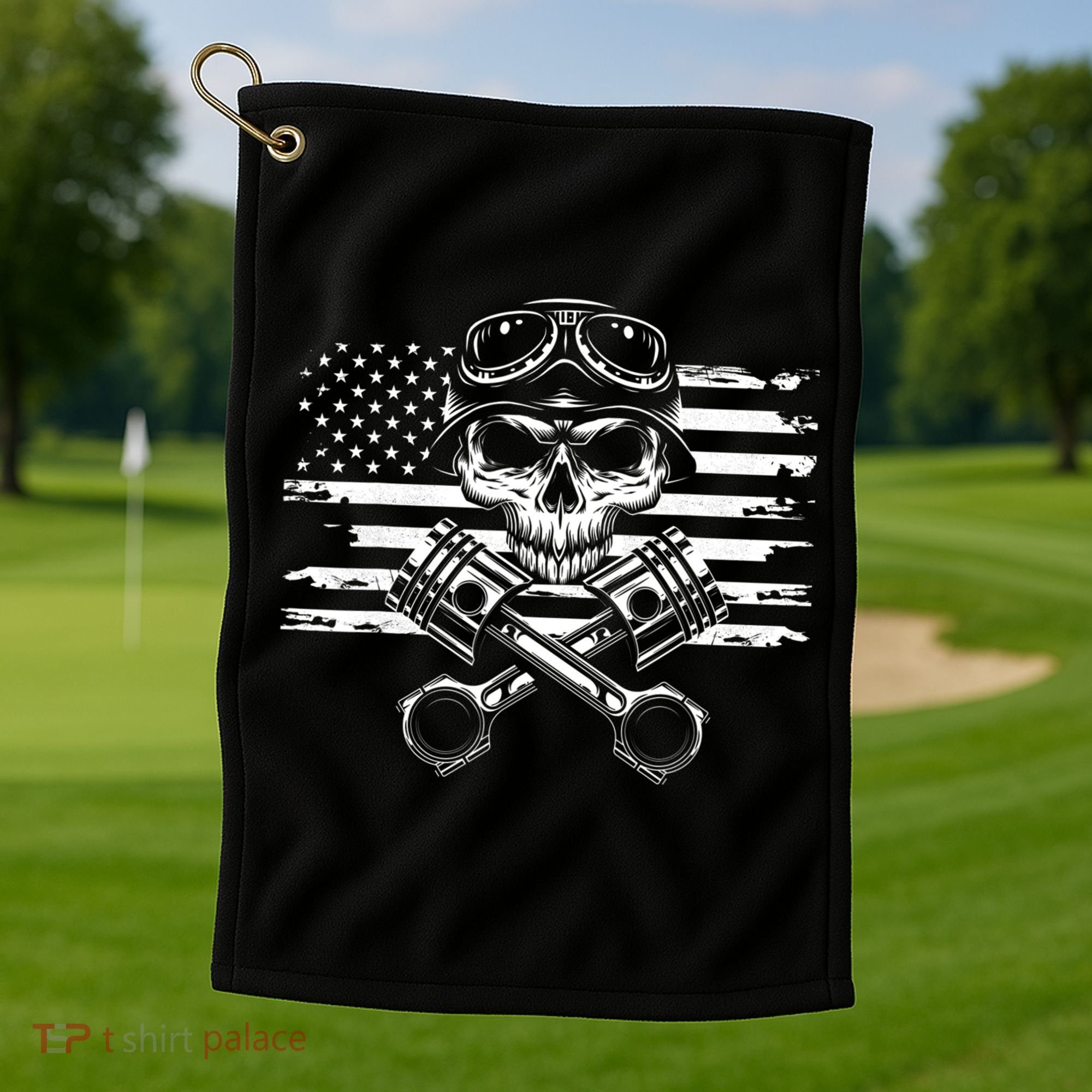 American Flag Motorcycle Apparel Motorcycle Golf Towel