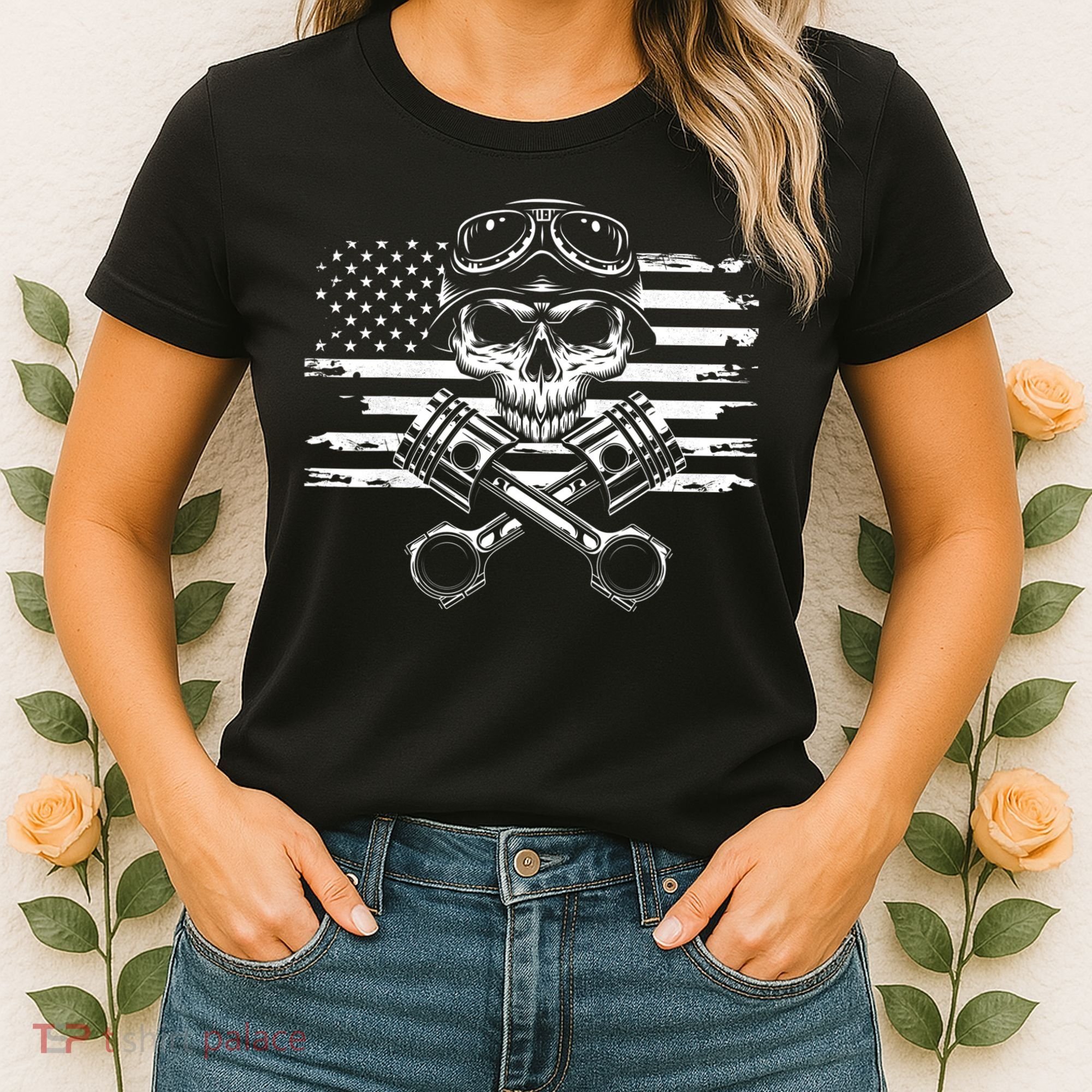 American Flag Motorcycle Apparel Motorcycle Women's T-Shirt