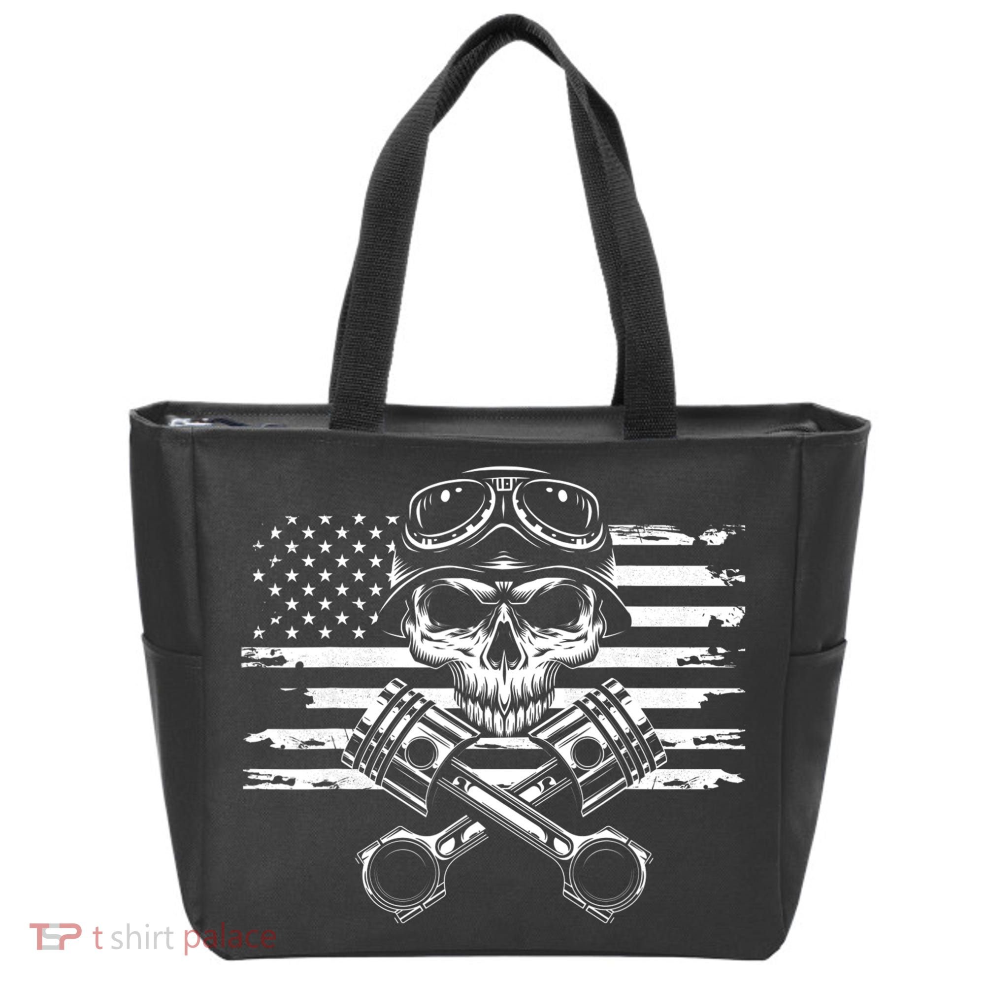 American Flag Motorcycle Apparel Motorcycle Tote Bag