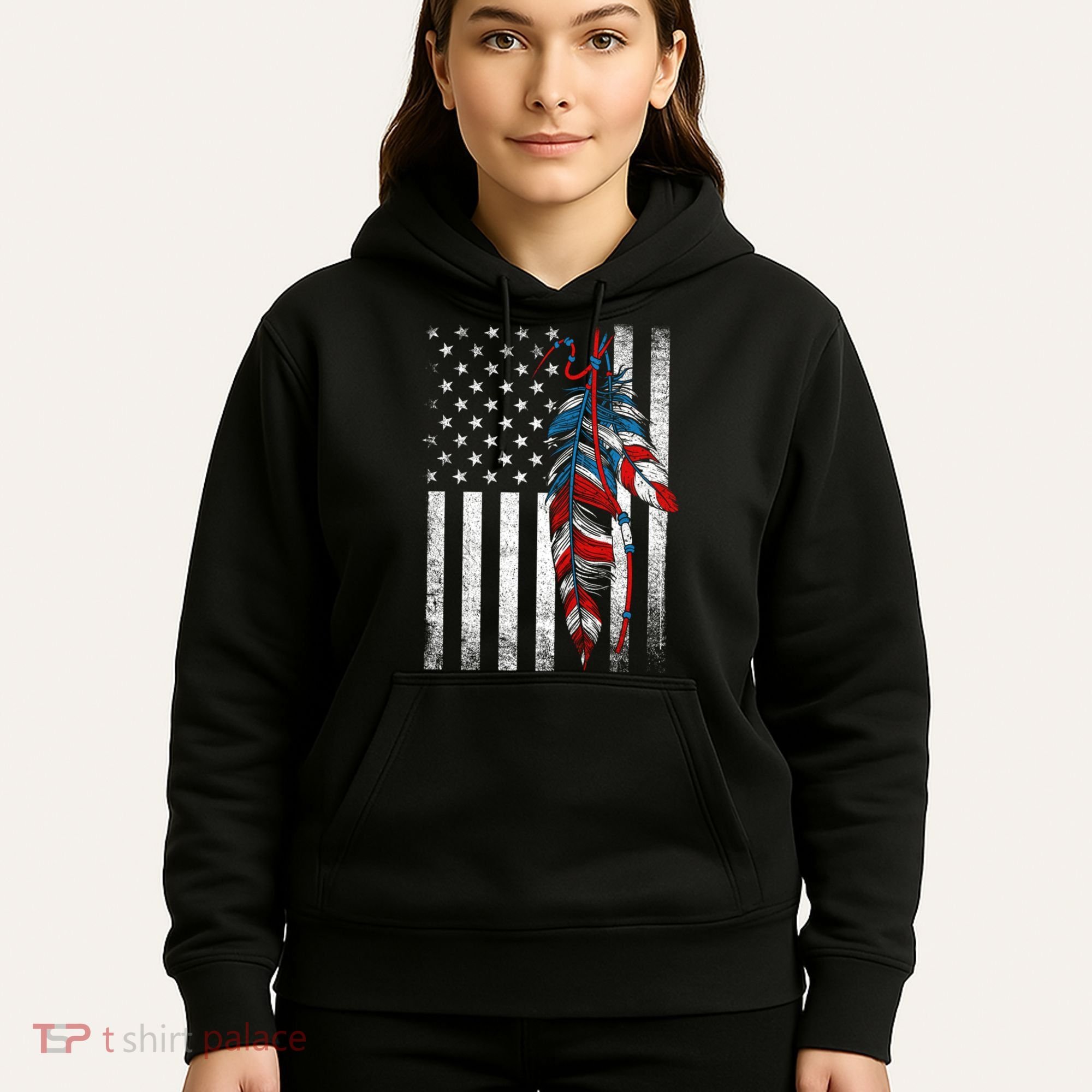American Flag - Native Feather Month Indigenous Funny Gift Hoodie
