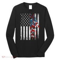 American Flag - Native Feather Month Indigenous Funny Gift Long Sleeve Shirt thumb 0