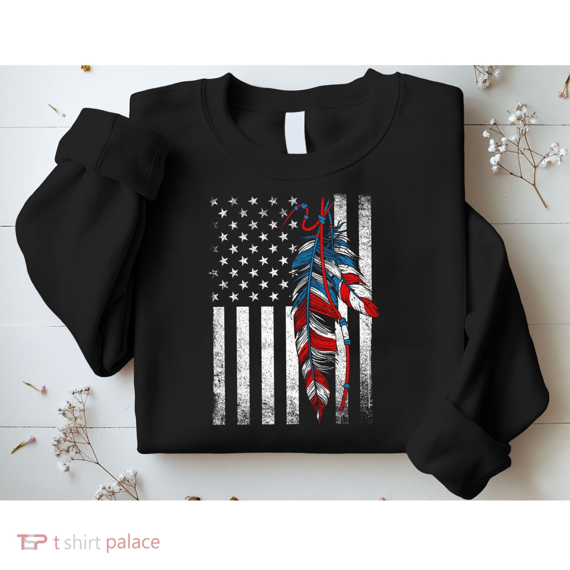 American Flag - Native Feather Month Indigenous Funny Gift Sweatshirt