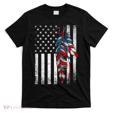 American Flag - Native Feather Month Indigenous Funny Gift T-Shirt