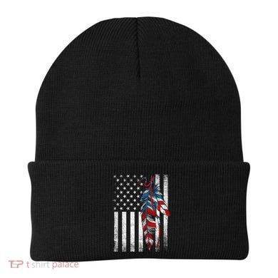 American Flag - Native Feather Month Indigenous Funny Gift Beanie